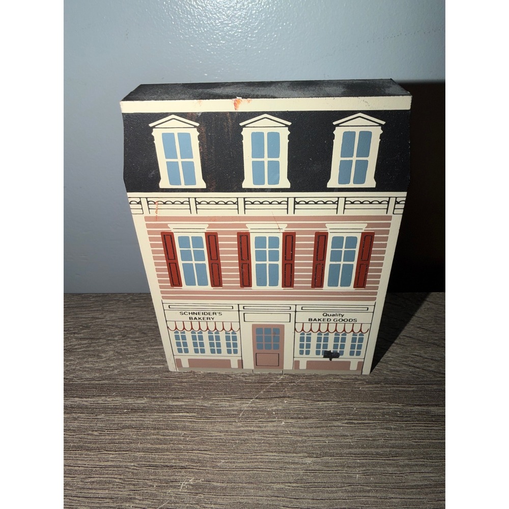 Vintage 1995 The Cat's Meow Village Schneider's Bakery Series XIII Wood Block